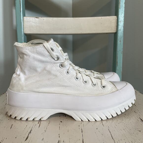 Converse All Star Lugged 2.0 Platform Shoes Womens 10.5 Mens 8.5 White A00871C - Picture 3 of 10